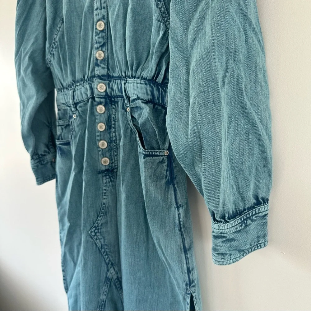 Free People Mad Love Midi Size Small Long Sleeve Denim Dress - Picture 4 of 13